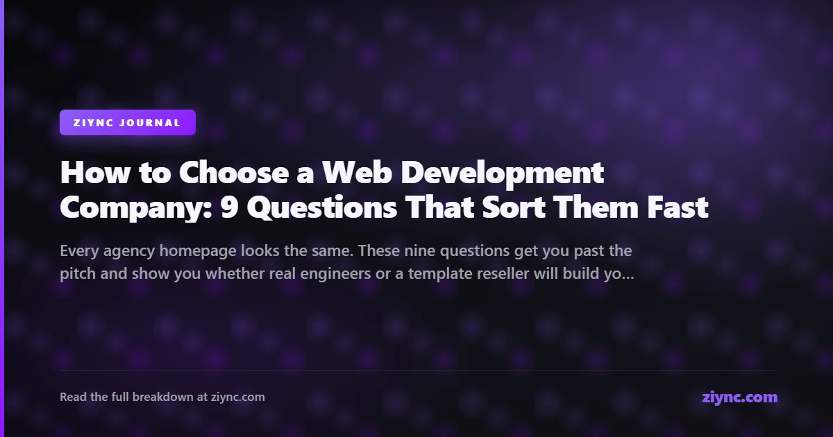 A shortlist of web development companies being compared side by side