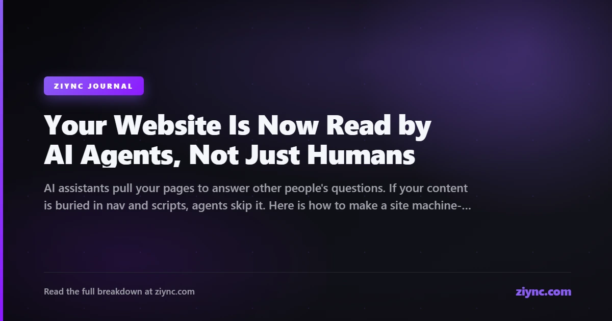 A webpage shown both as a human sees it and as clean text an AI agent reads