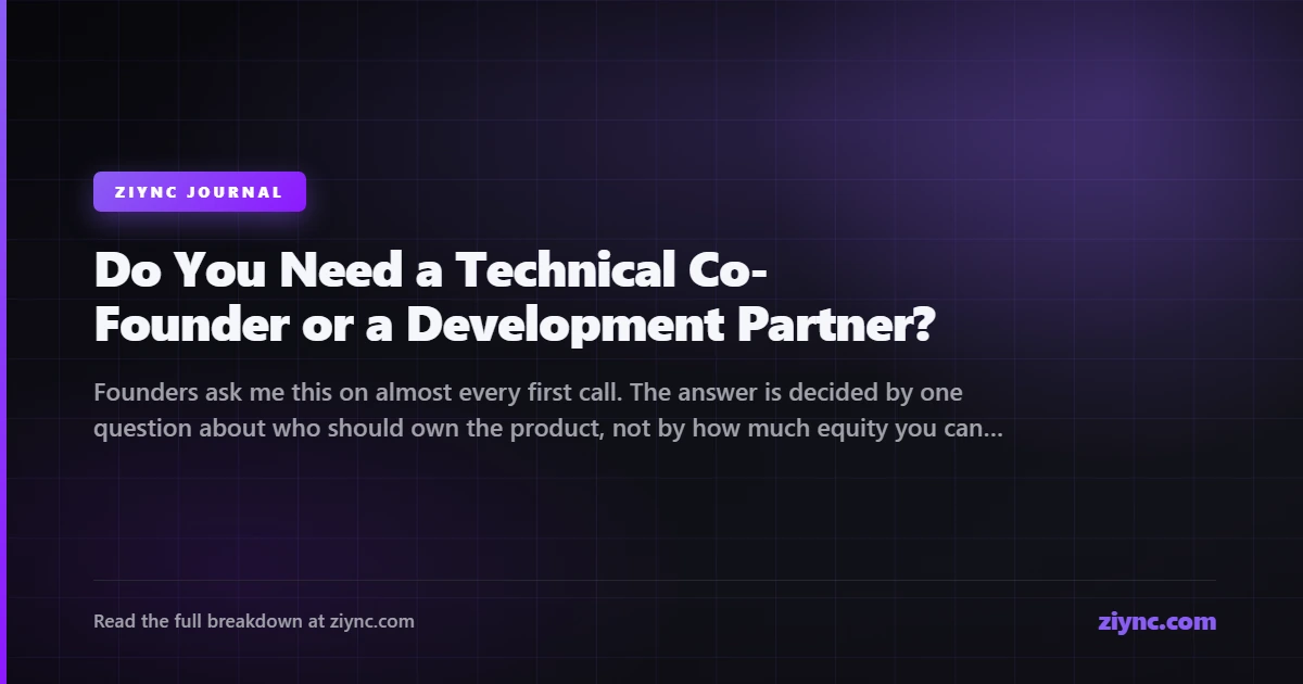 A split diagram showing a co-founder seat and a development partner engagement
