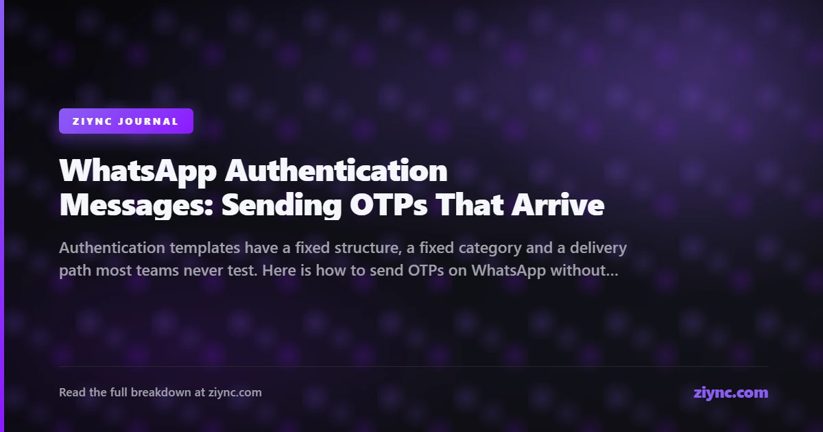 A WhatsApp authentication template message with a verification code, security disclaimer and copy code button