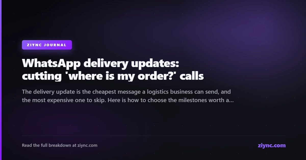 A WhatsApp delivery update message on a phone beside a parcel ready for dispatch