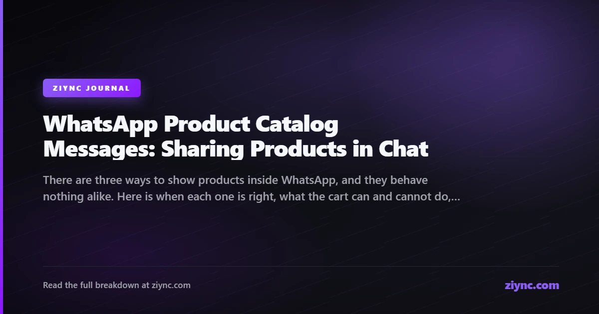 A WhatsApp chat showing a multi-product message with product cards, prices and an add to cart button