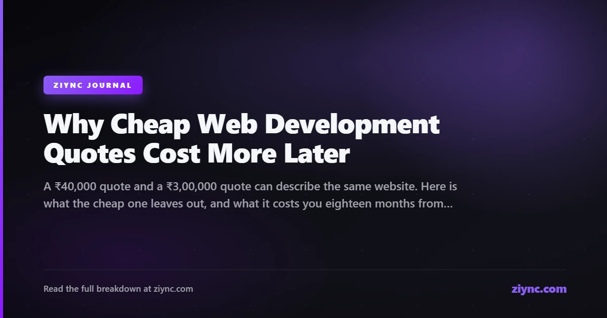 Two web development quotes side by side with the hidden running costs underneath